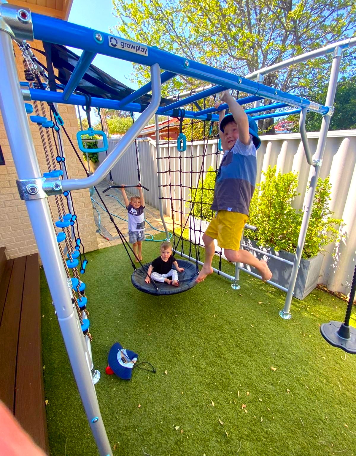 Family enjoying time together on our monkey bars